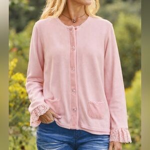 NWT April Cornell Pink Cardigan Size Large